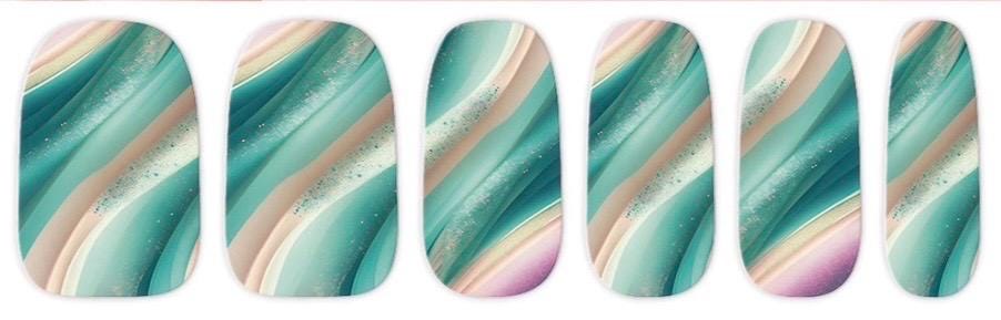Sea Glass Glow - Nail Stickers: Wider Nail Sizes, Easy to Apply, Non-Toxic