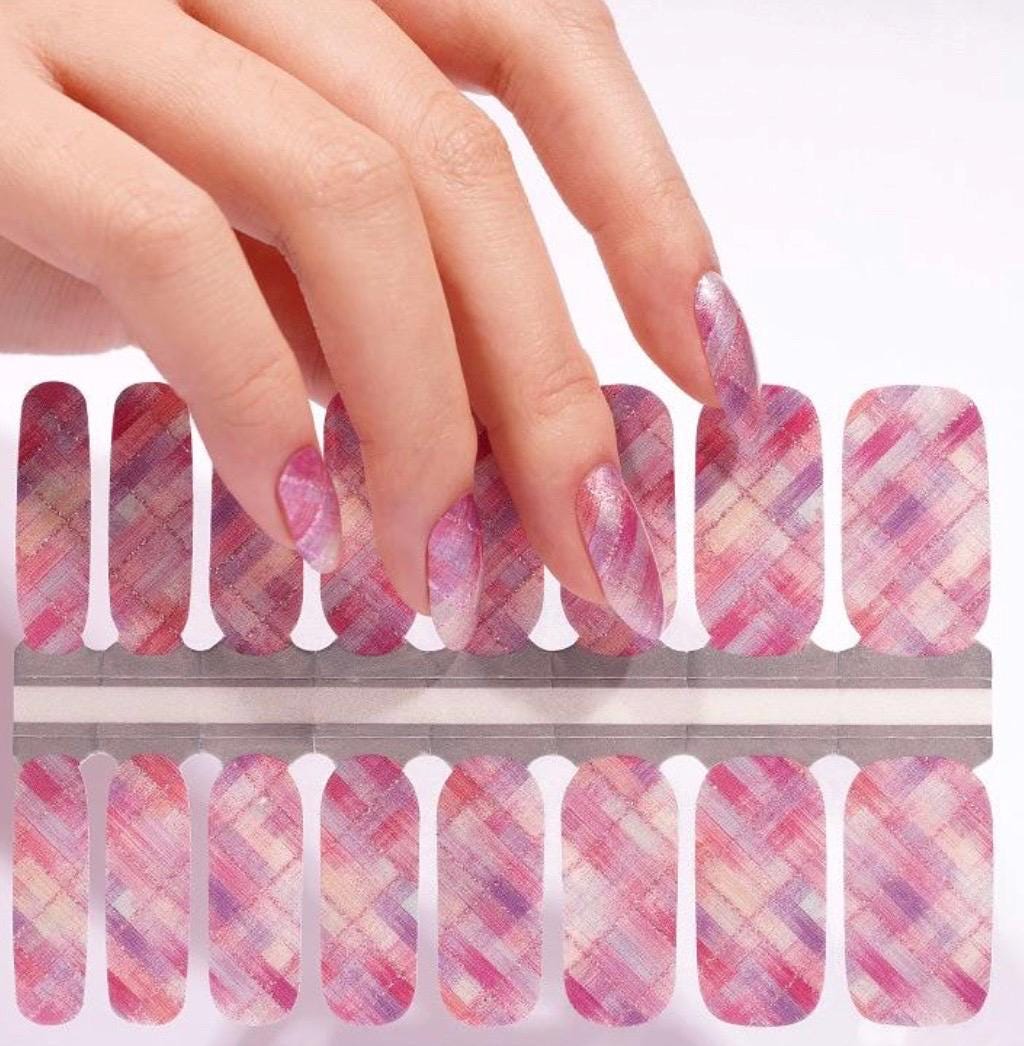 Pink Sugar Plaid - Non- toxic Nail Polish Strips