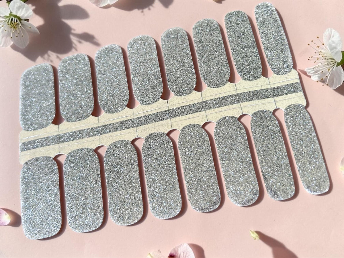 Gun Metal Gray Glitter Nail Polish Strips, Non-Toxic