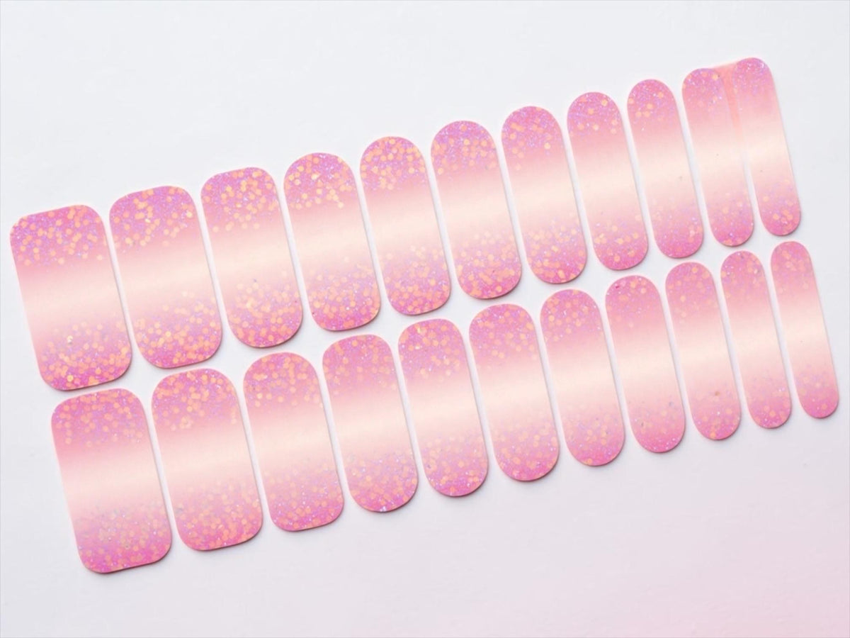 Pink Fade Glitter- WIDE Nail Polish Strips - Non-Toxic, Wider Nails