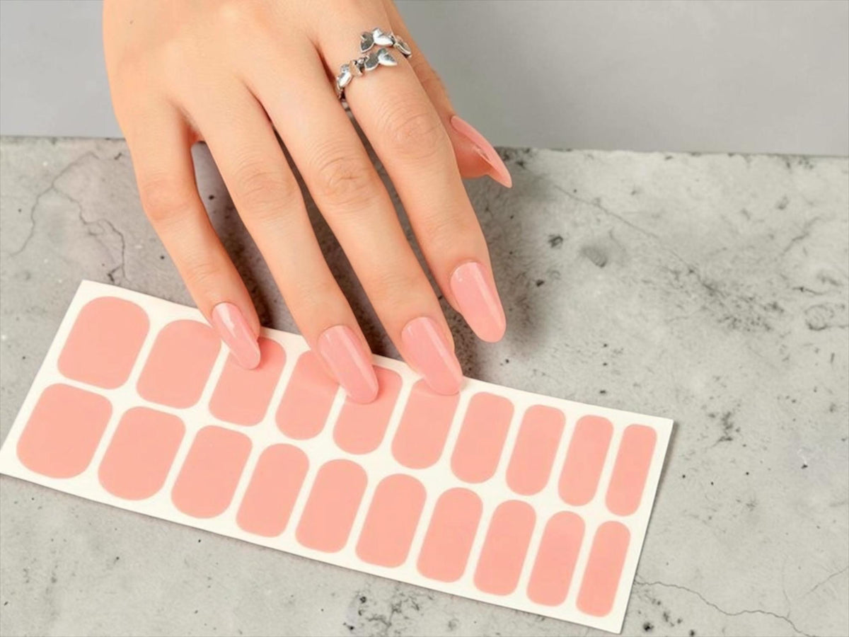 Peachy Pink Pop WIDE Nail Polish Strips - Wide Nails, Non-Toxic
