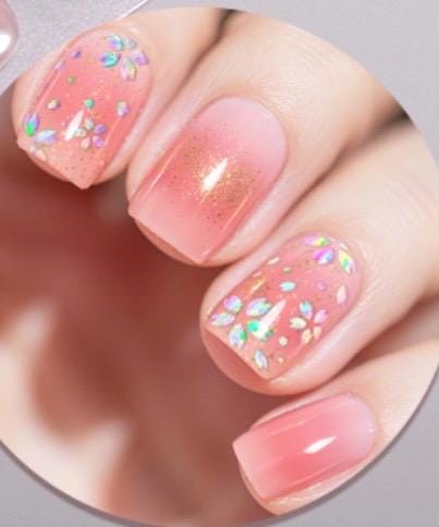 Spring Blossom Sparkle Nail Wraps No UV Gel