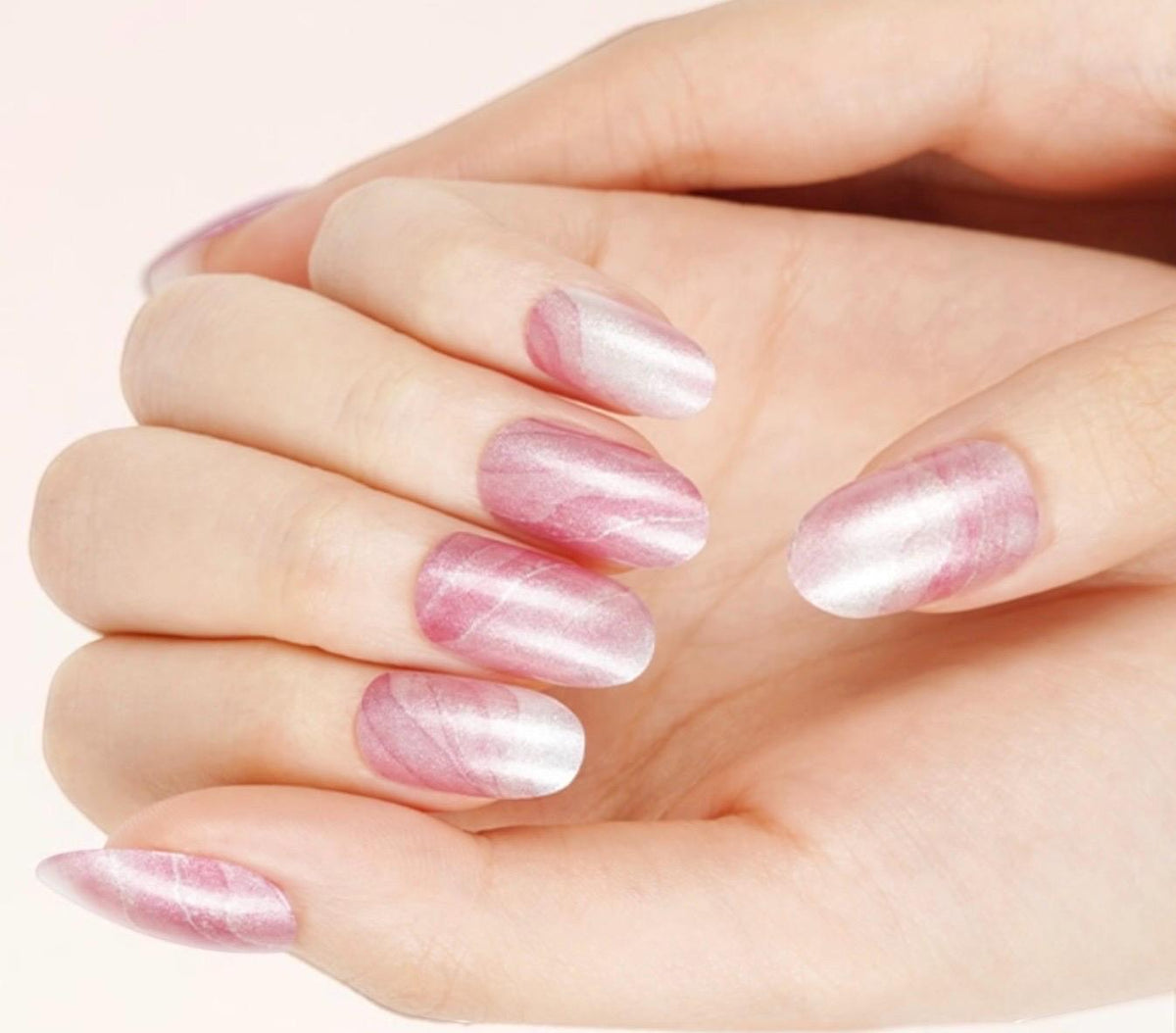 Pearly Pink Marble WIDE Nail Polish Strips - Non-Toxic, Wider Nails
