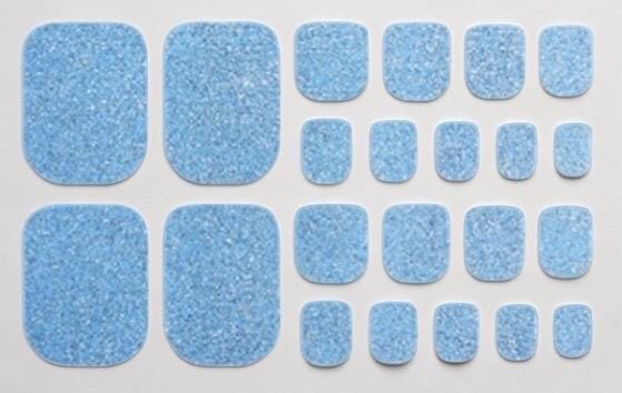 Icy Blue Sparkle -Glitter Toe Nail Polish Strips: Non-Toxic Nail Wraps