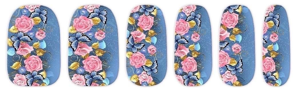 Cottage Bloom Nail Polish Strips: Wider Nail Sizes, Easy to Apply - Non-Toxic Nail Art Strips
