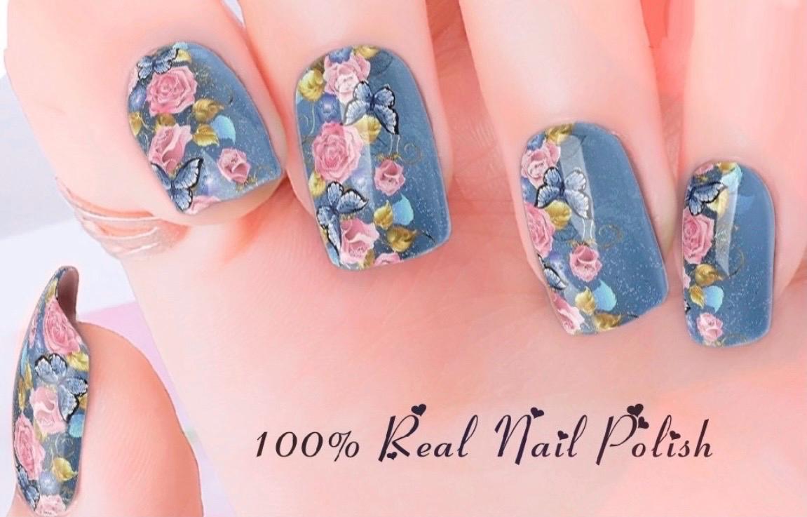 Cottage Bloom Nail Polish Strips: Wider Nail Sizes, Easy to Apply - Non-Toxic Nail Art Strips