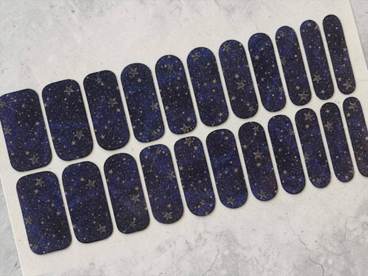 Midnight Constellation WIDE Nail Polish Strips - Wide Nails, Non-Toxic