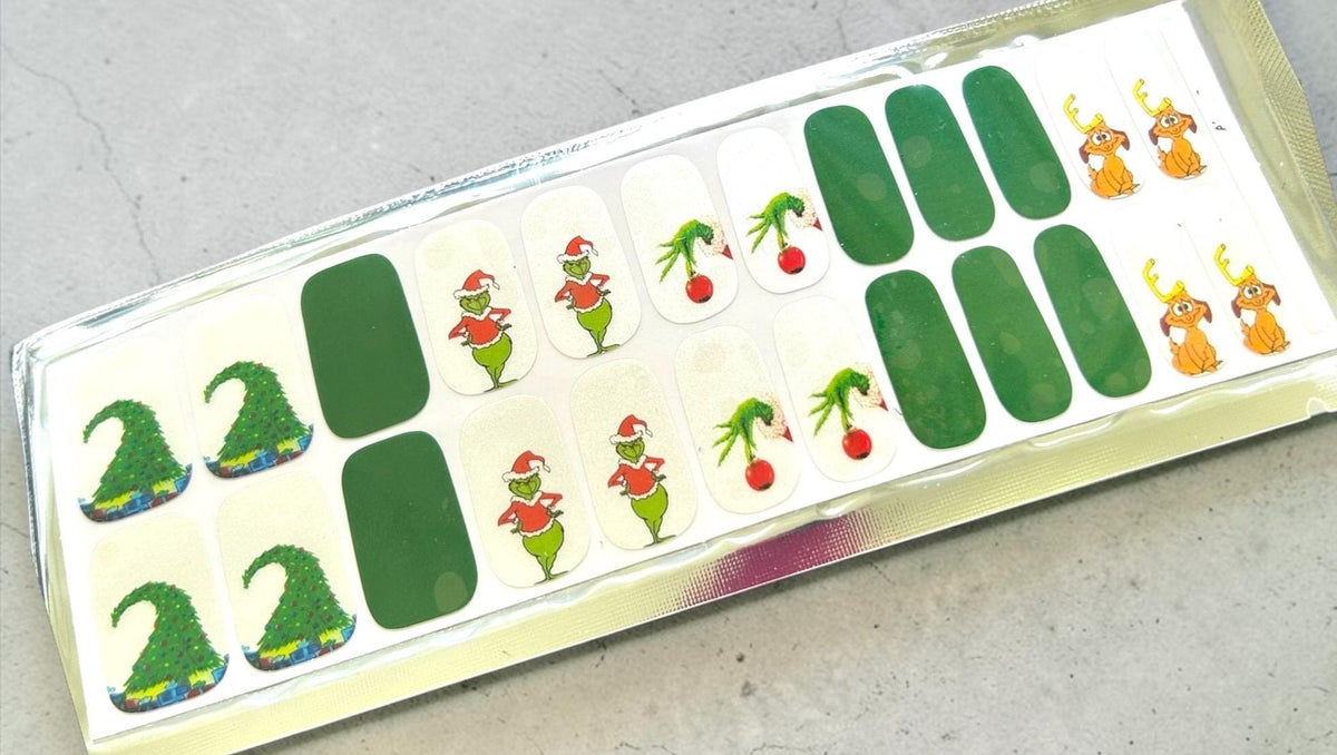 Holiday Grouch Nail Polish Strips1 Wider Nail Sizes, Easy to Apply, Non-Toxic Nail Art Stickers