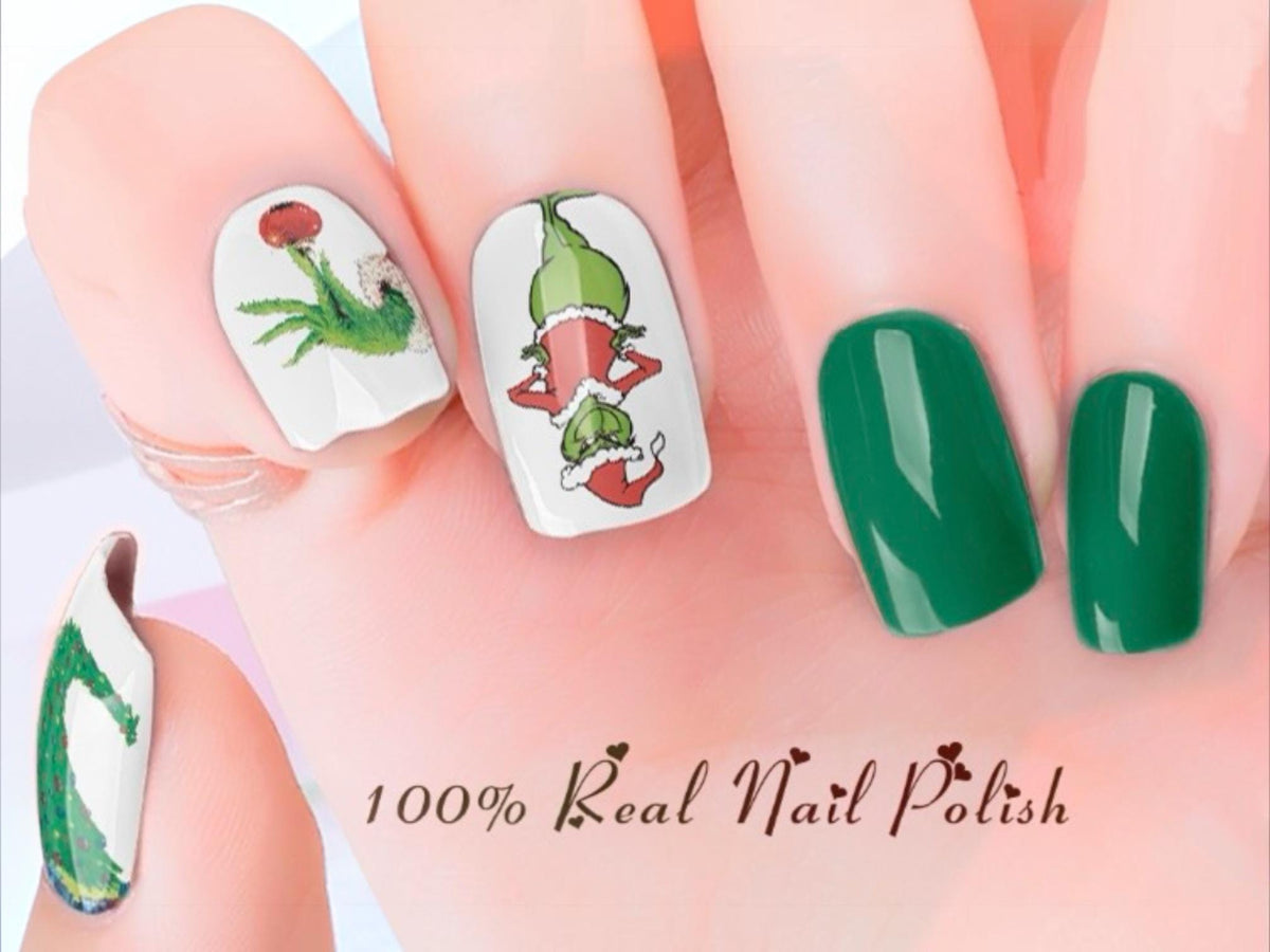 Holiday Grouch Nail Polish Strips1 Wider Nail Sizes, Easy to Apply, Non-Toxic Nail Art Stickers
