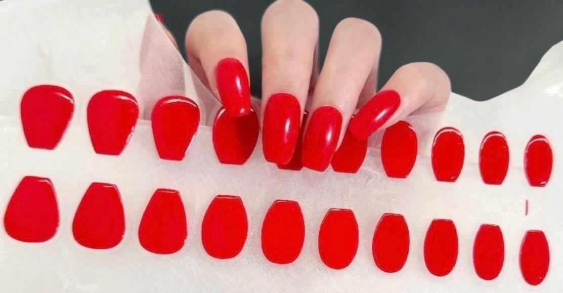 Red Semi-Cured Nail Extensions- Start Short, Add Length! Easy to Apply UV lamp required! Sold Separately