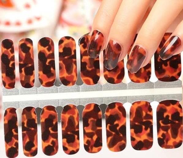 Amber Tortoise Nail Wraps, 100% Nail Polish Stickers, Non-Toxic Nail Strips.