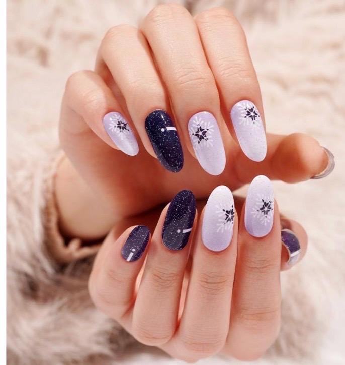 Midnight Frost Shimmer WIDE Nail Polish Strips - Wide Nails, Non-Toxic