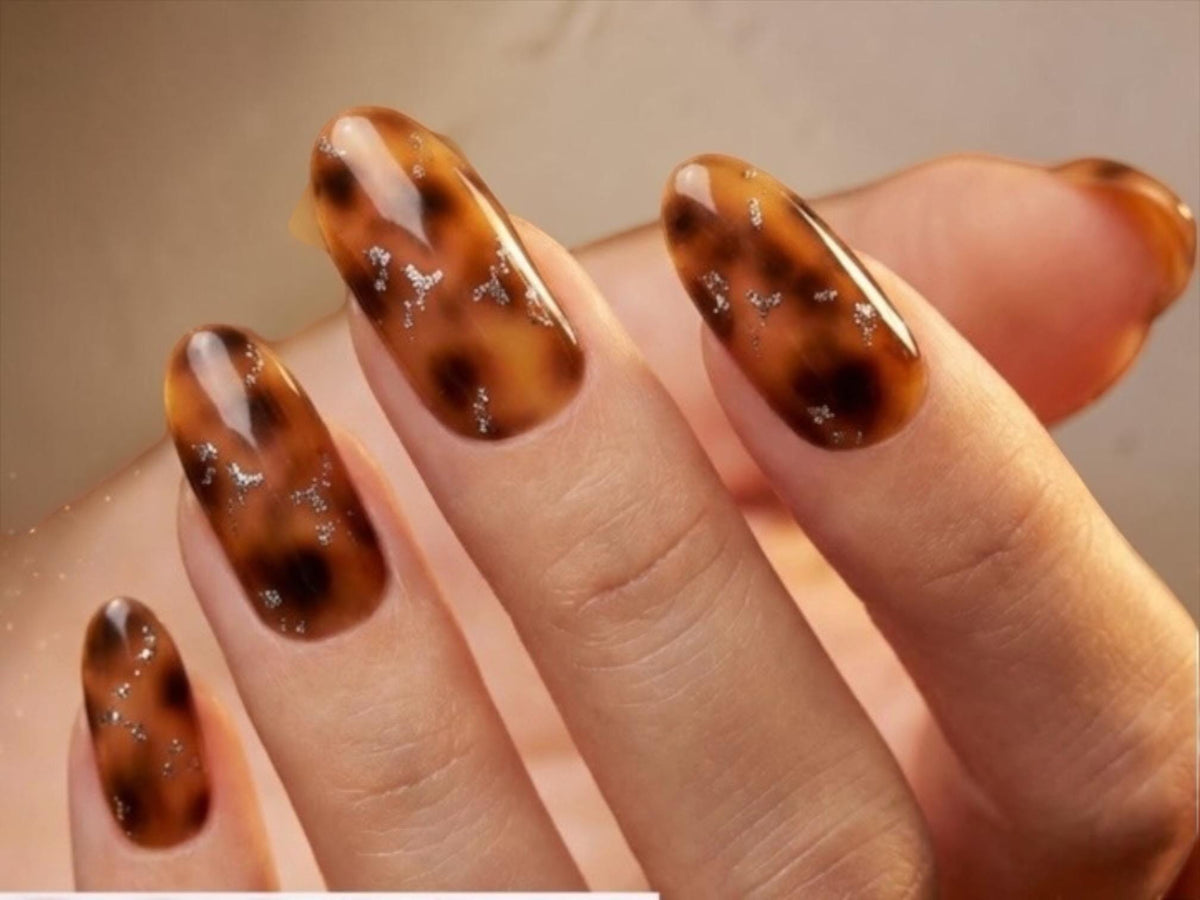 Tortoiseshell Sparkle Nail Polish Strips: Non-Toxic Nail Art