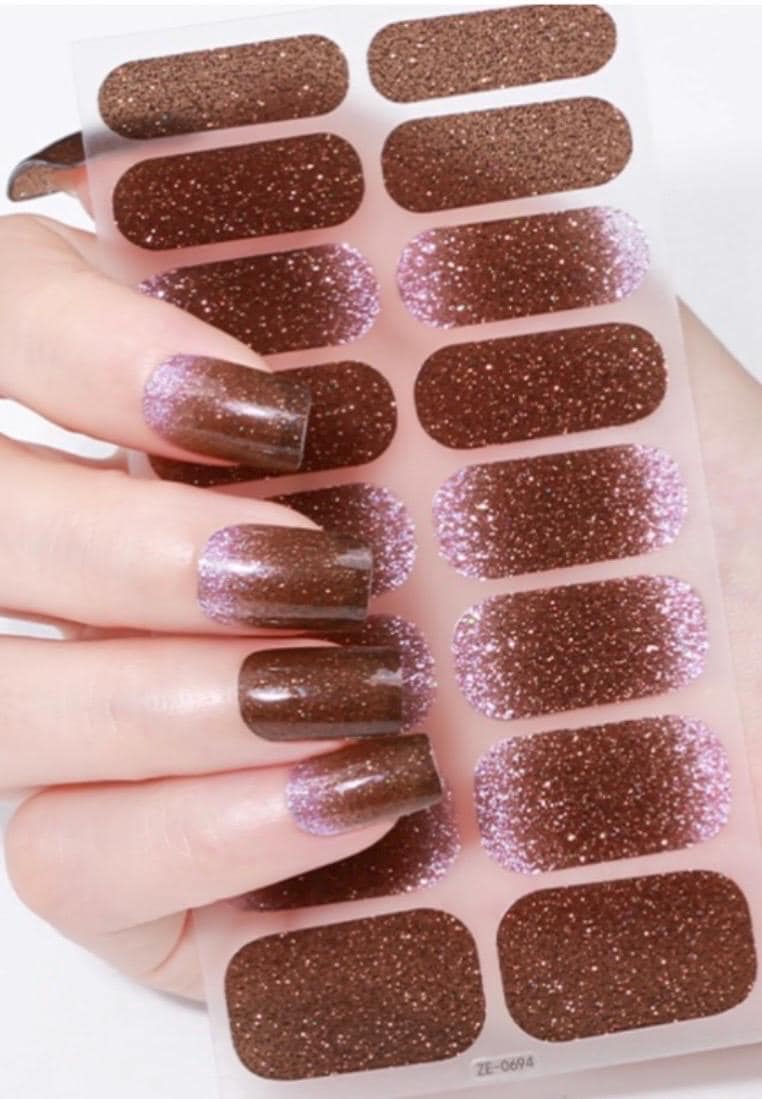 Luxe Latte Glitter Fade Nail Polish Strips: Non-Toxic Nail Art