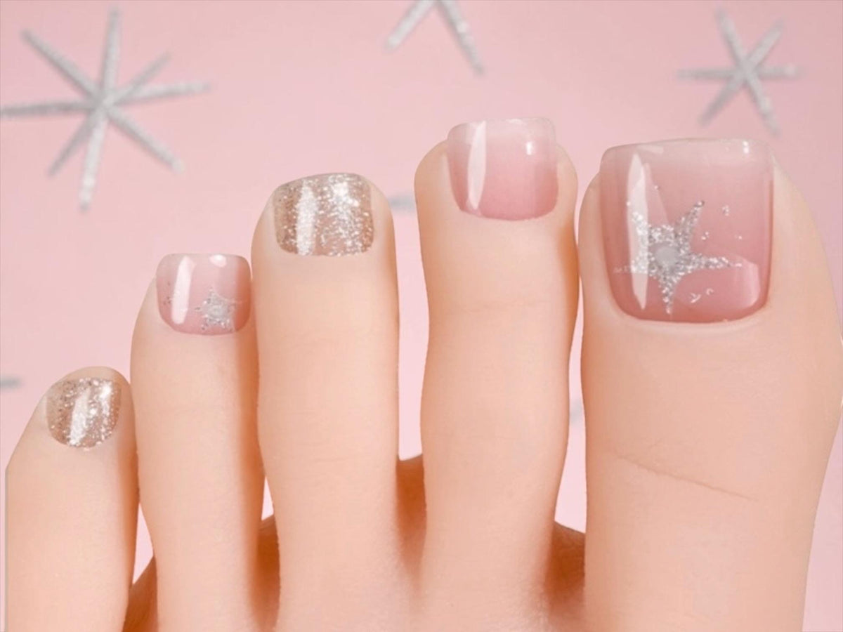 Pink Stardust - Toe Nail Polish Strips: Non-Toxic Nail Wraps