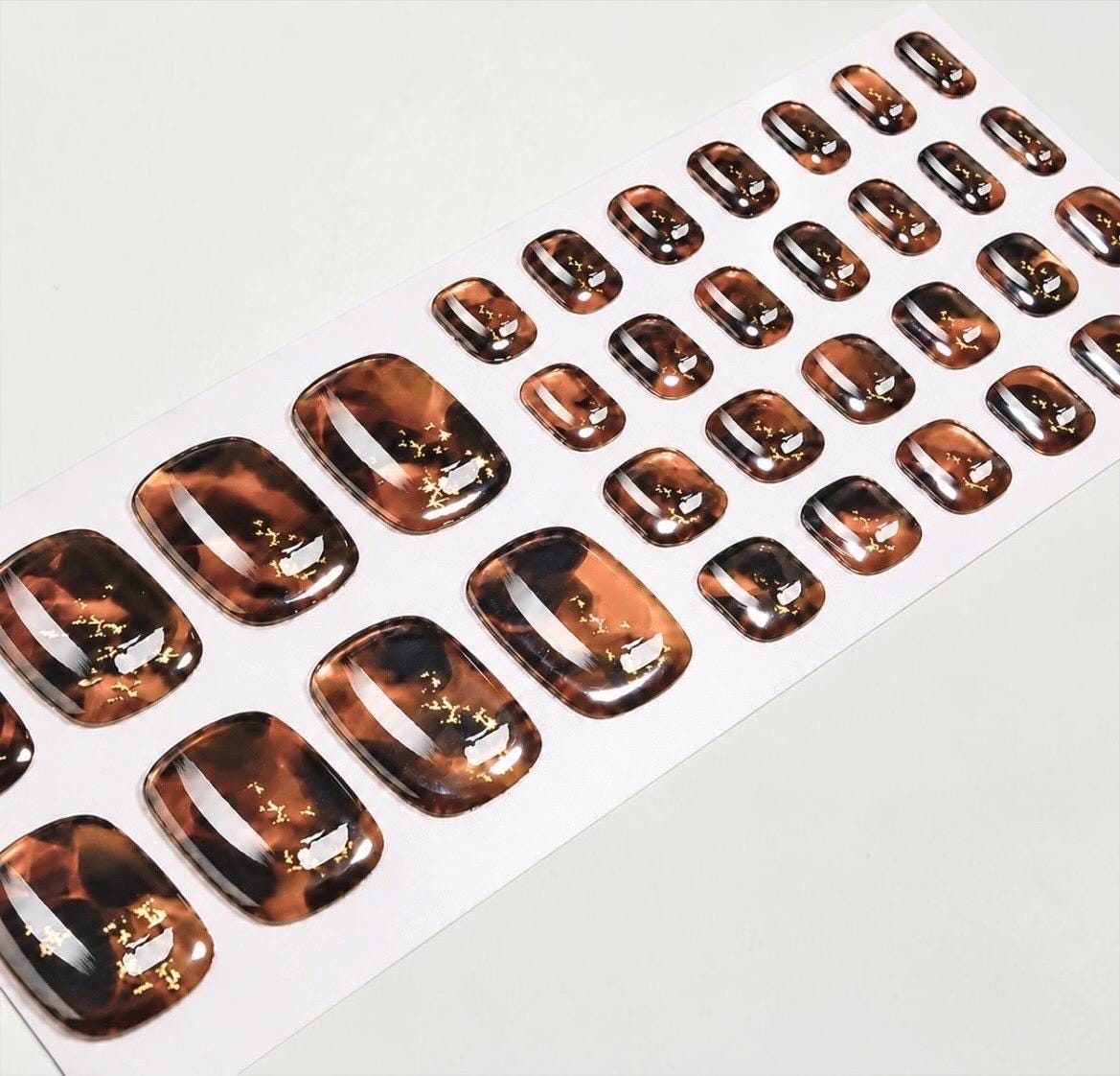 Tortoiseshell Luxe- NO UV Gel Toe Nail Wraps: Non-Toxic Nail Stickers