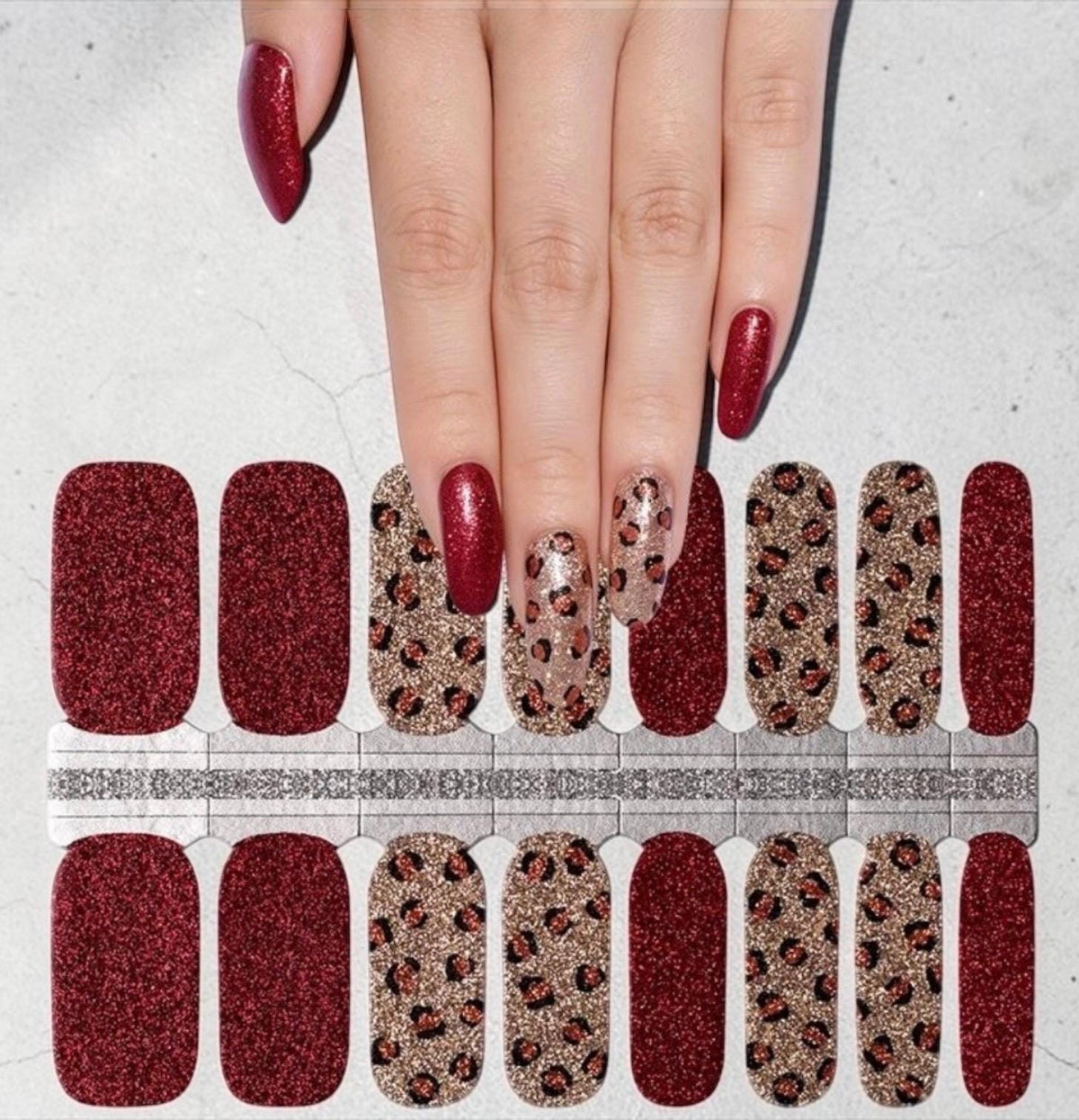 Ruby Roar Glitter Nail Polish Strips, Non-Toxic, easy to apply Nail Stickers