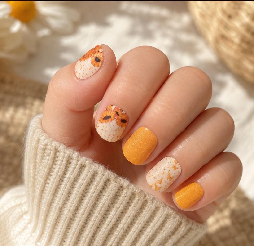 KIDS Nail Wrap- Sunflower Butterfly