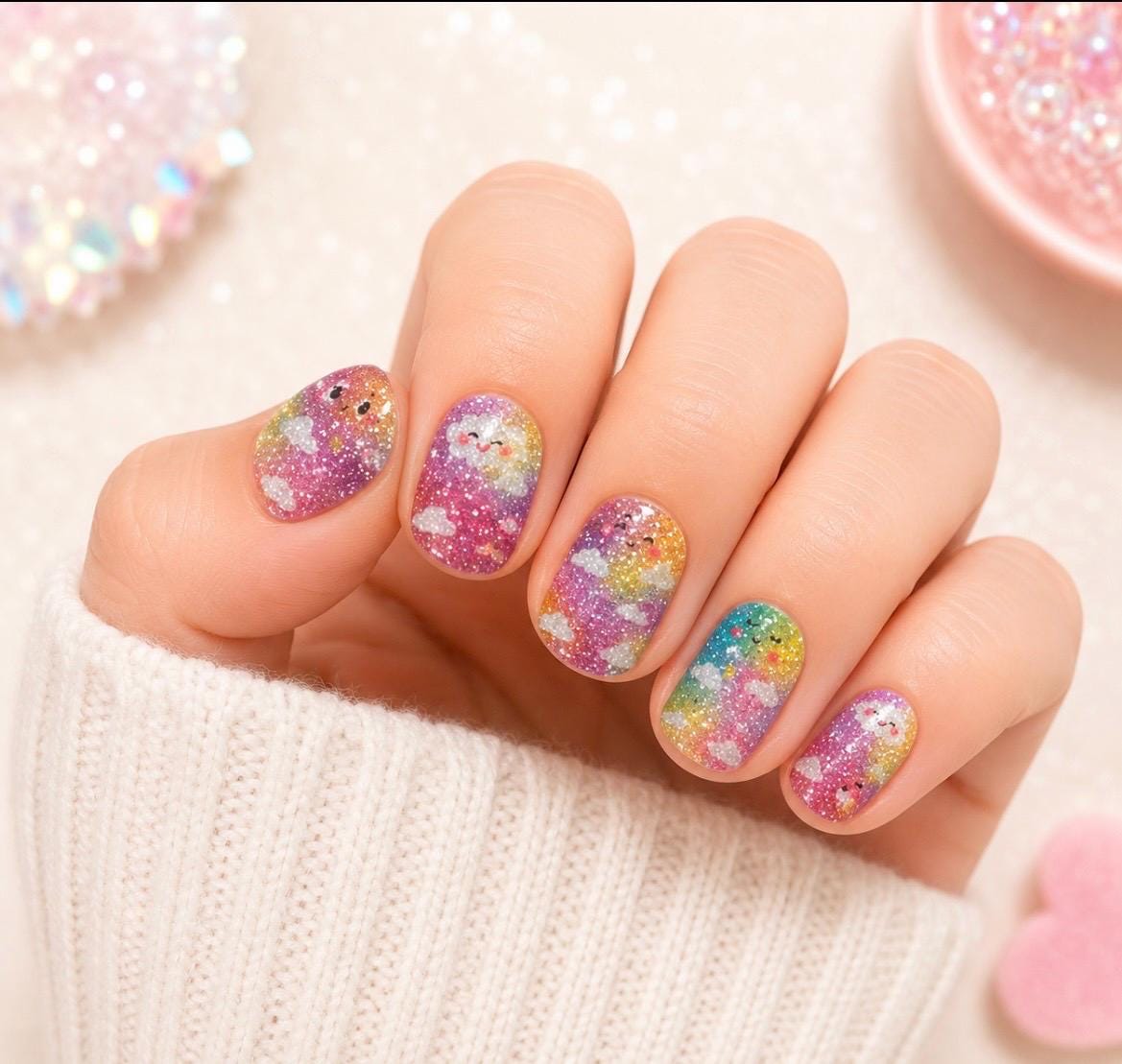 KIDS Nail Wraps- Cloud Nine Cuties- Sparkle