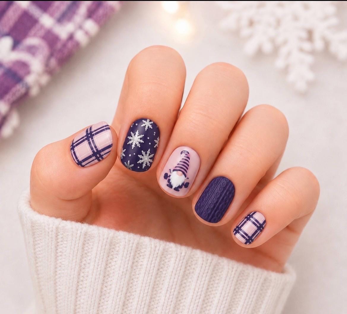 KIDS Nail Wraps- Gnome for the Holidays Glitter
