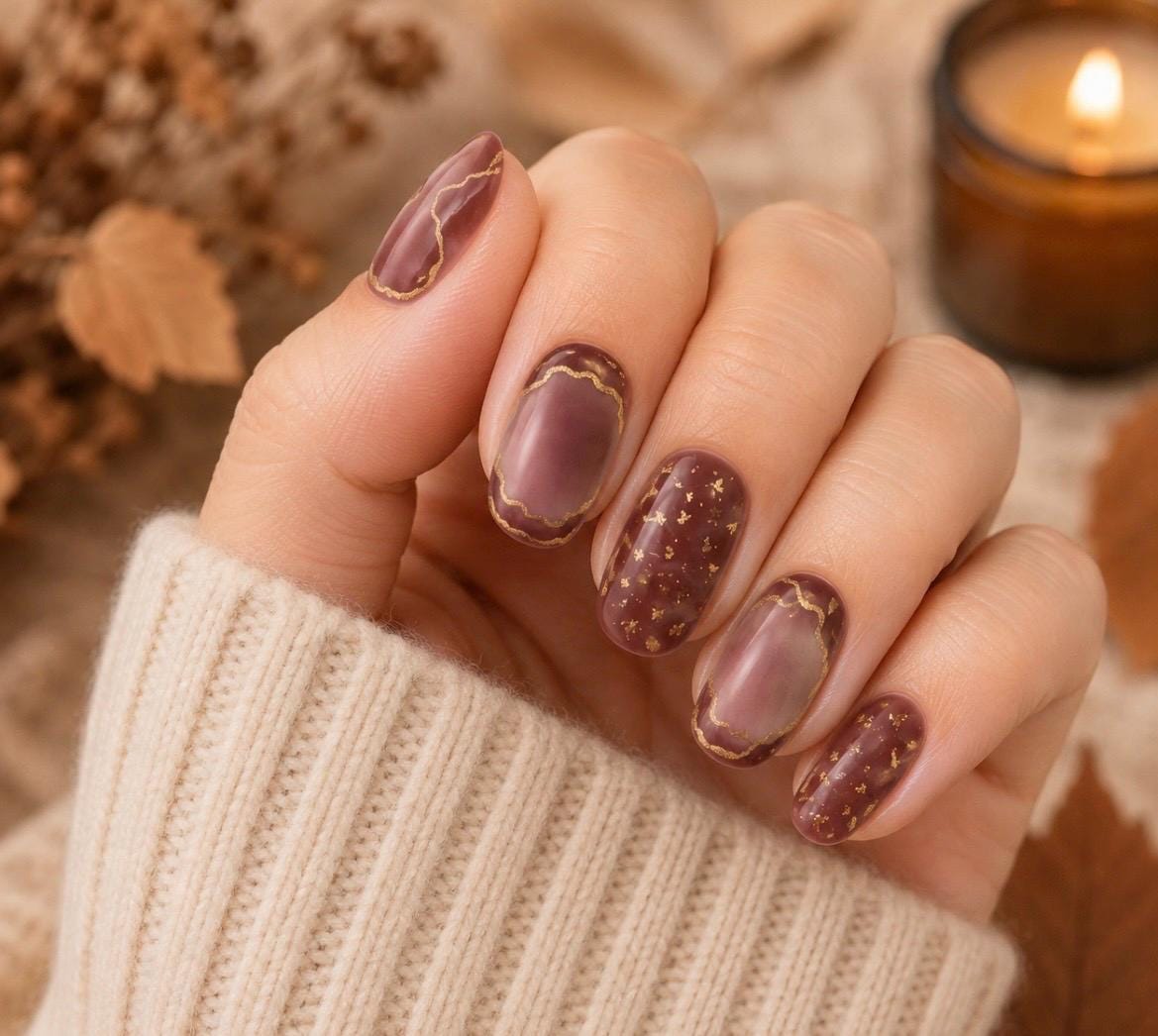 Golden Mocha -WIDE Nail Polish Strips - Non-Toxic