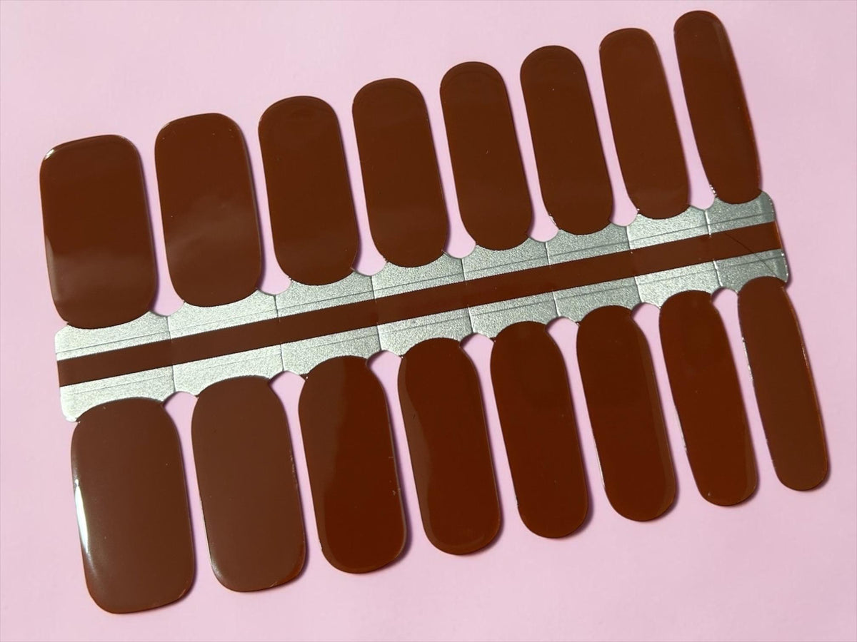 Chocolate Brown Nail Polish Strips: Non-Toxic Nail Wraps