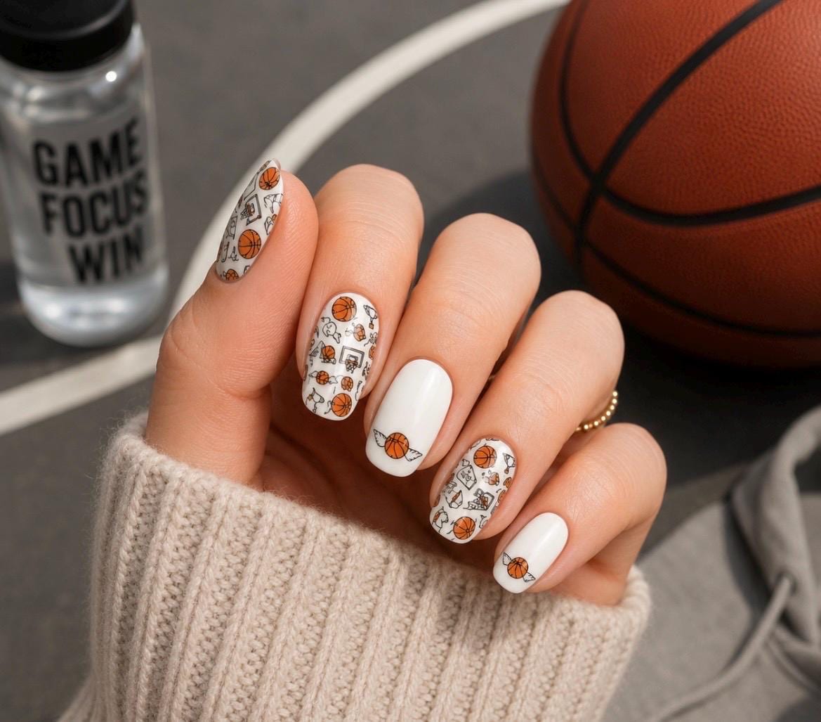 Basketball Sport Nail Polish Stickers: Non-Toxic Nail Wraps
