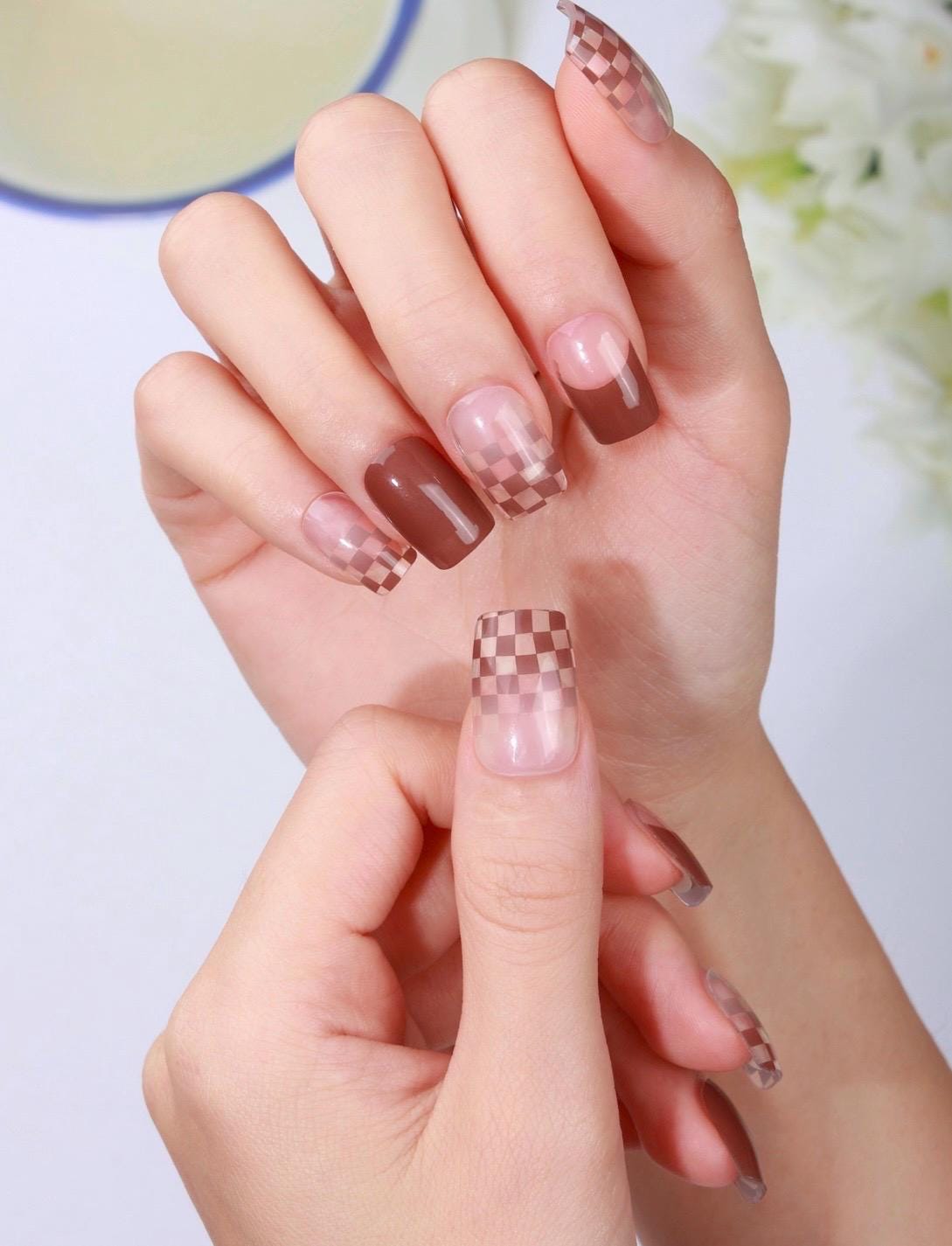 Checkered Spice Nail Wraps No UV Gel
