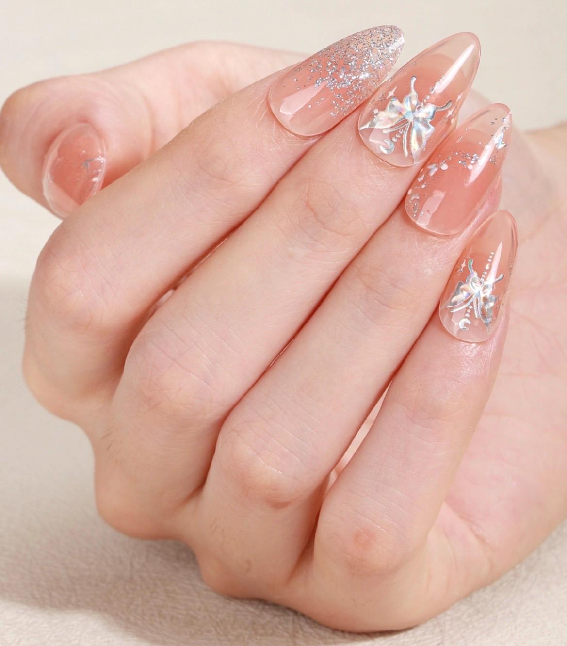 Blushing Stardust Butterflies - Gel Nail Polish Strips: No UV Light Needed. Non-Toxic