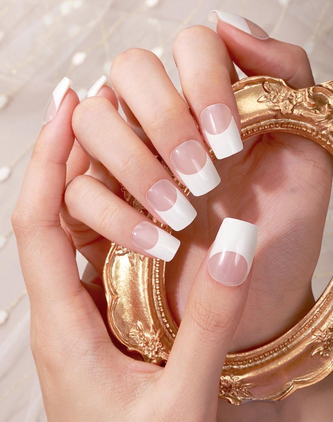 French Manicure Nail Wraps No UV Gel