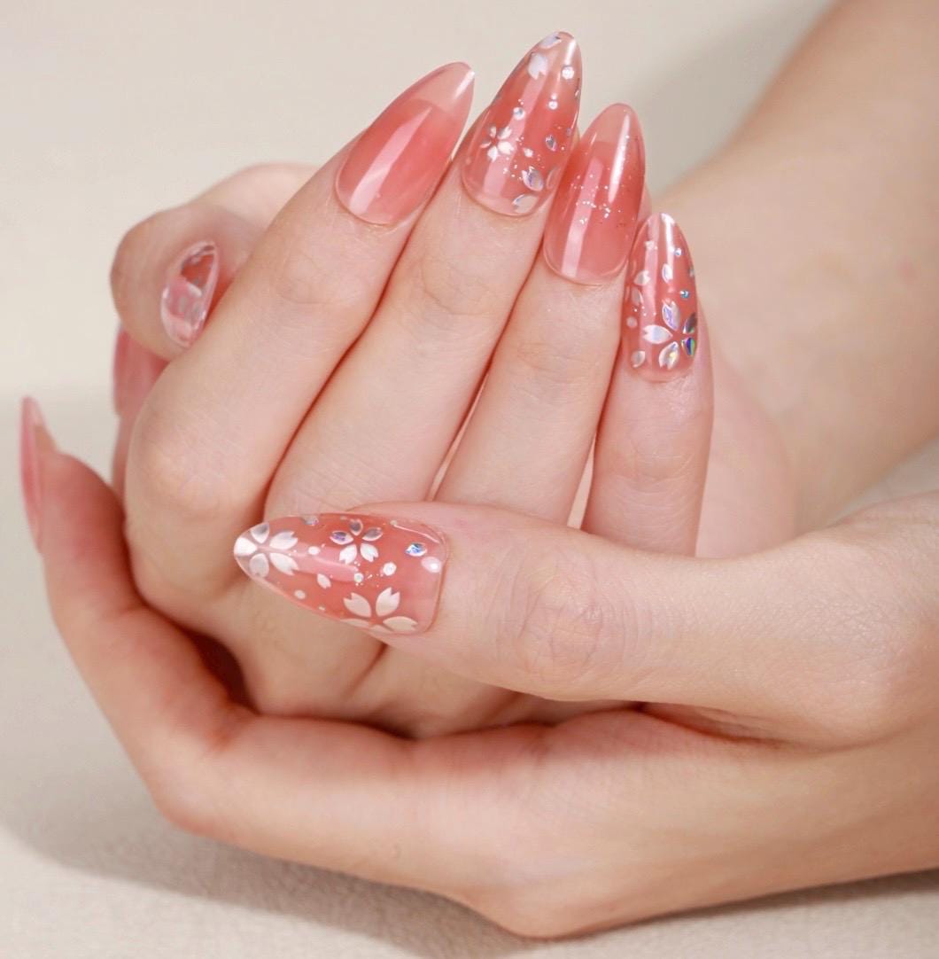 Spring Blossom Sparkle Nail Wraps No UV Gel