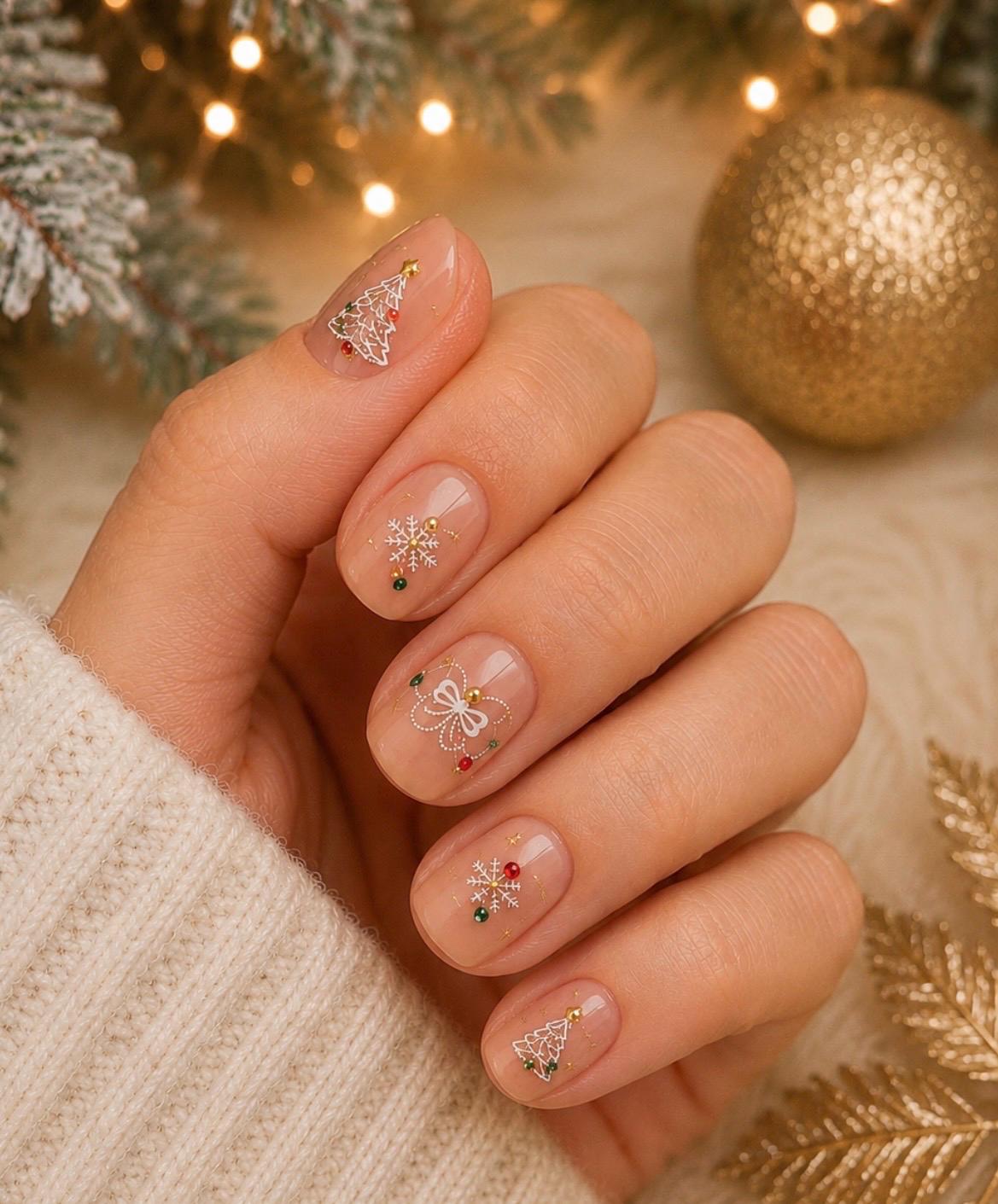 Twinkling Trees - 3-D Nail decals- easy to apply nail stickers