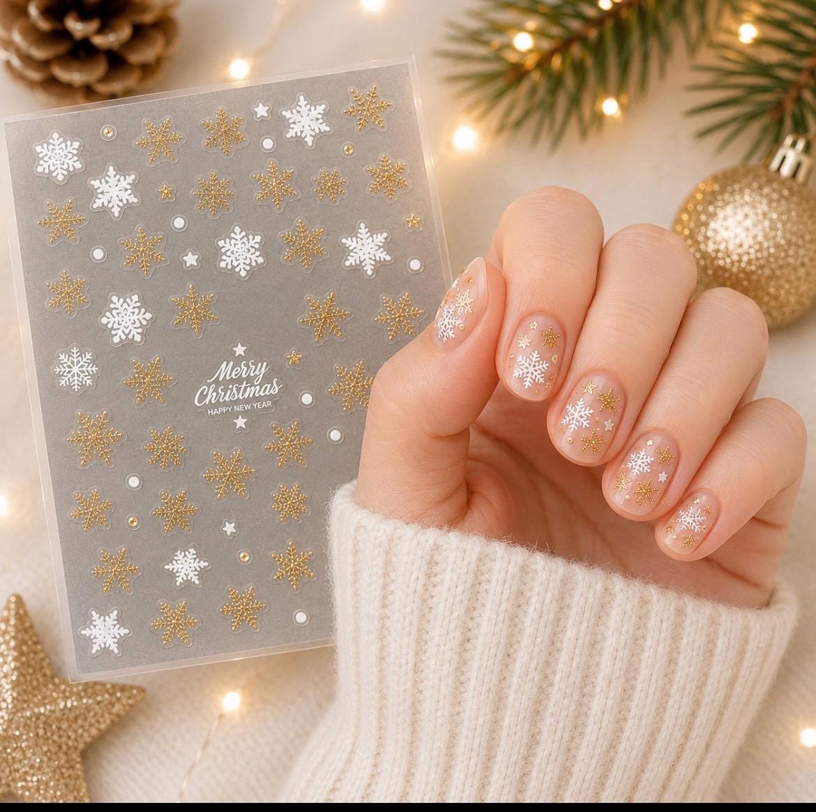 Snowflake Sparkle - 3-D Nail decals- easy to apply nail stickers