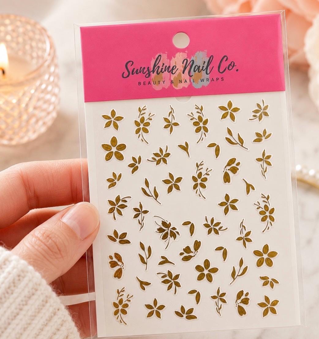 Golden Bloom - 3-D Nail decals