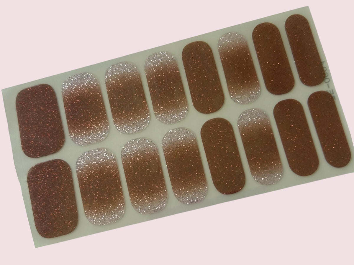 Luxe Latte Glitter Fade Nail Polish Strips: Non-Toxic Nail Art