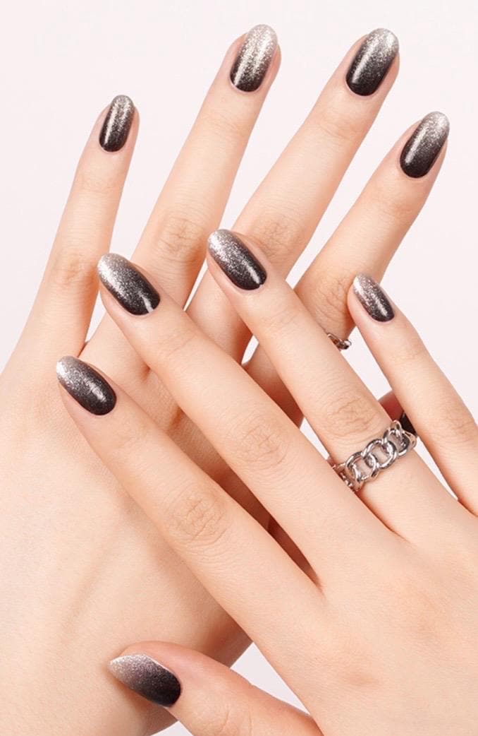Midnight Silver Fade Glitter- WIDE Nail Polish Strips - Non-Toxic, Wider Nails