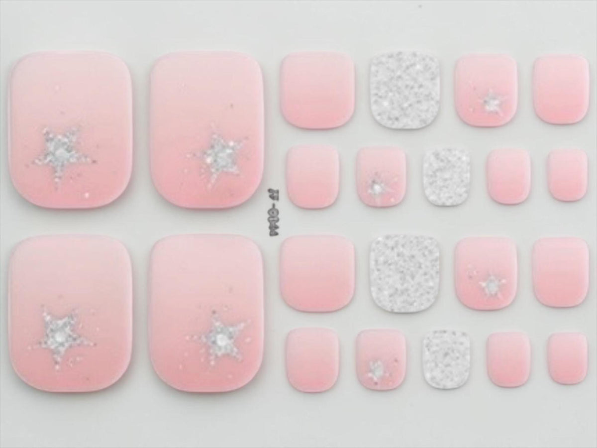 Pink Stardust - Toe Nail Polish Strips: Non-Toxic Nail Wraps