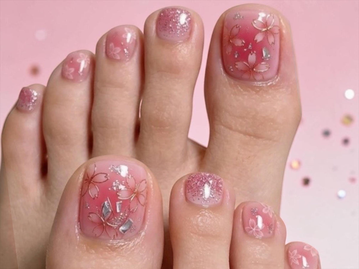 Blushing Blossoms- Sparkle Toe Nail Polish Strips: Non-Toxic Nail Art