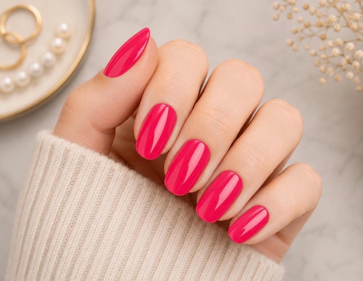 Pink Punch Gel Nail Polish Strips: No UV Light Needed
