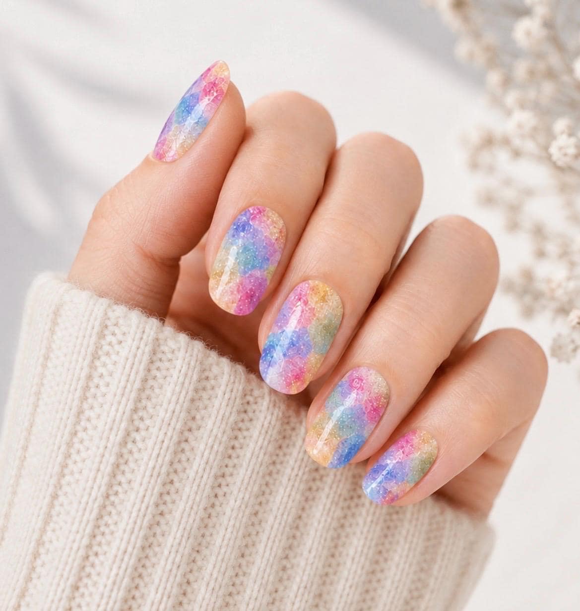 Stained Glass Roses WIDE Nail Polish Strips - Non-Toxic, Wider Nails