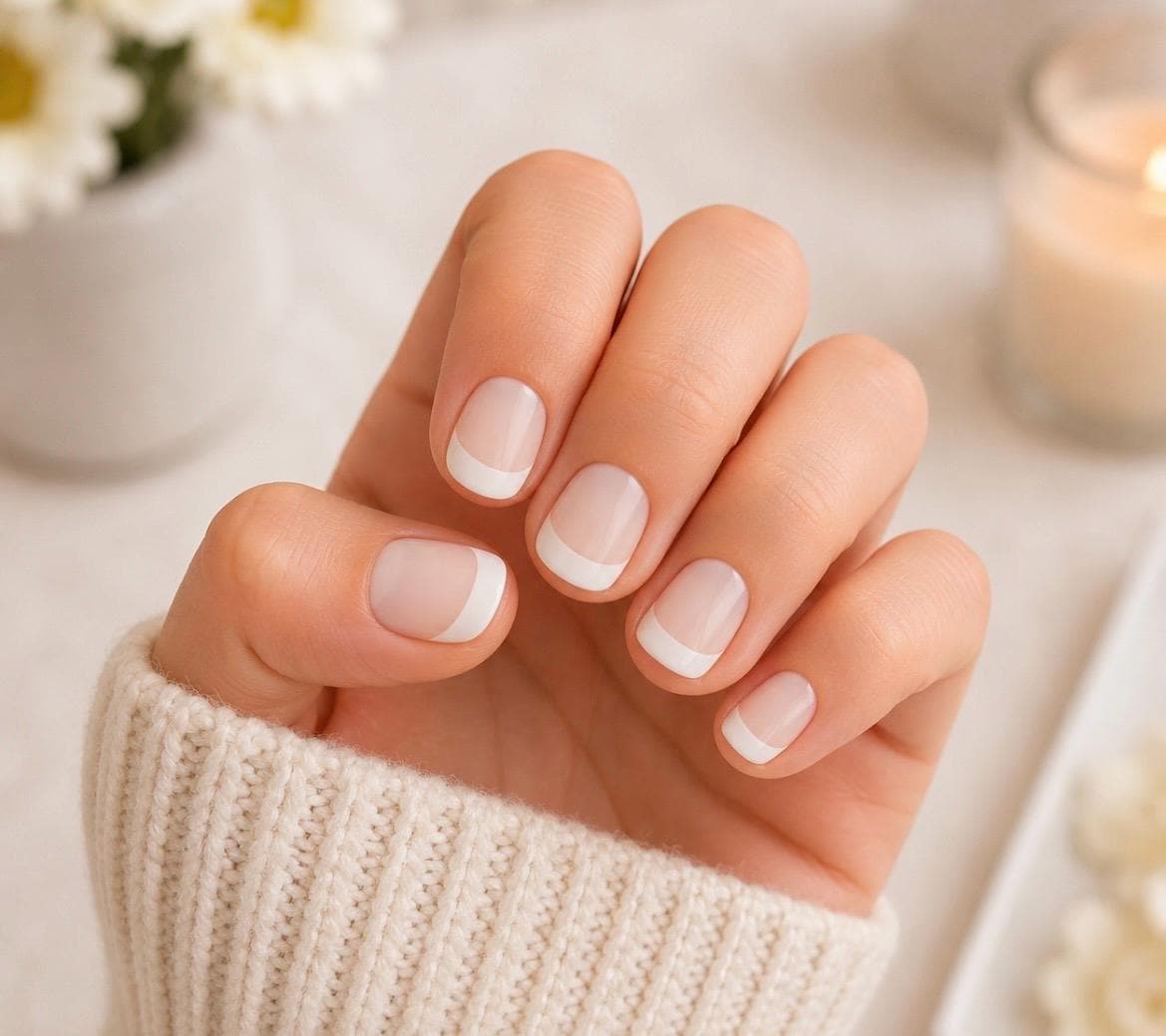 French Manicure Nail Polish Strips for Shorter Nails- Non-Toxic