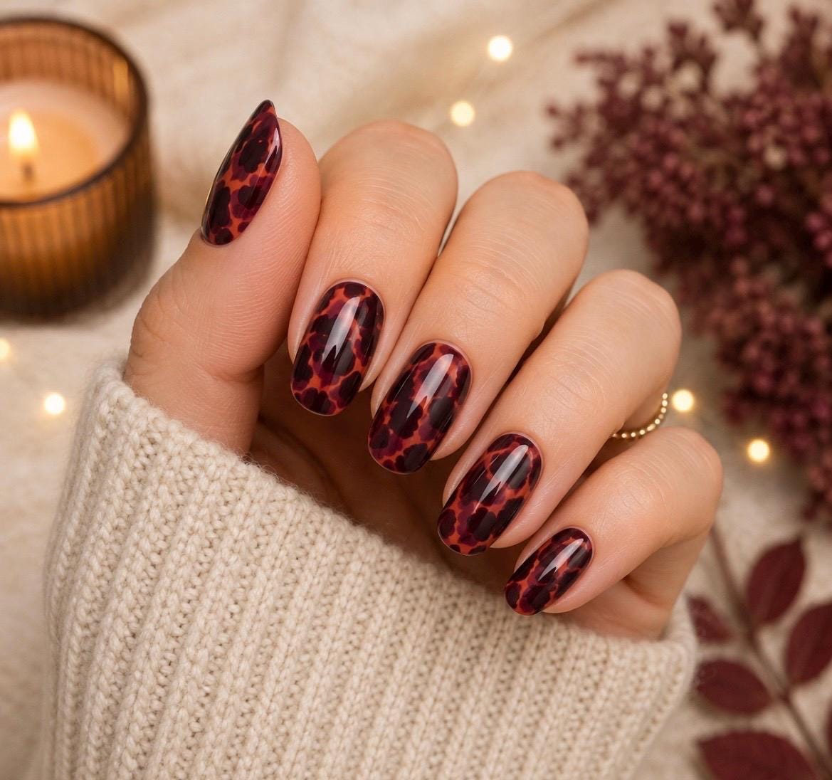 Amber Tortoise Nail Wraps, 100% Nail Polish Stickers, Non-Toxic Nail Strips.