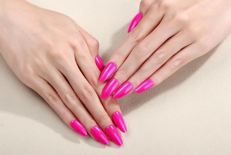 Electric Pink Gel Nail Polish Strips: No UV Light Needed