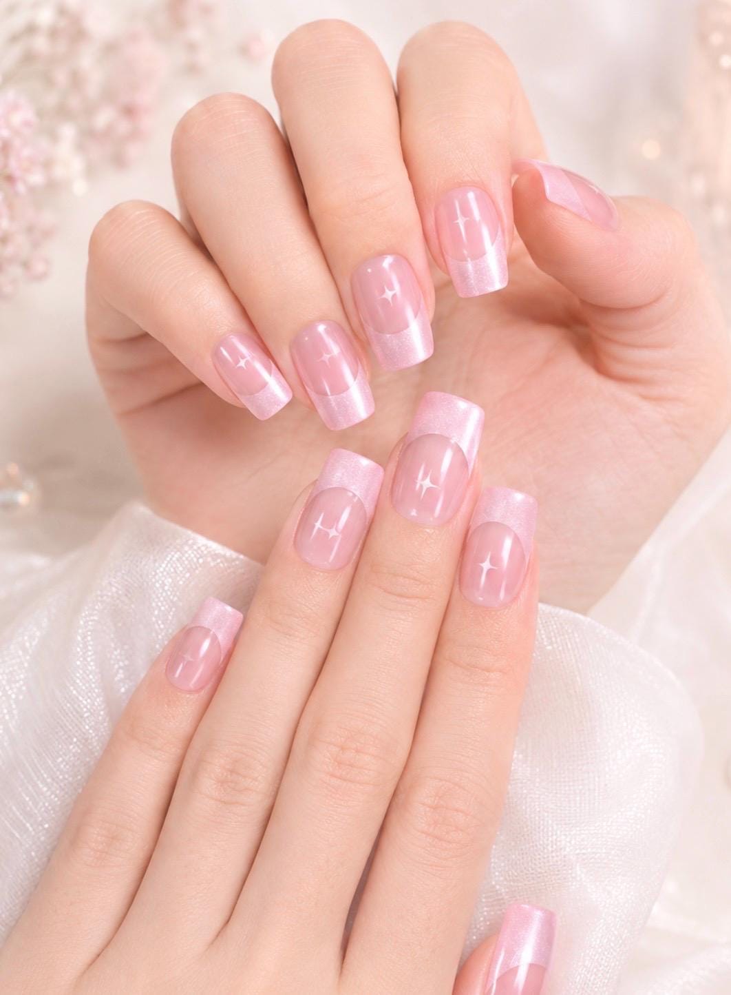 Twinkle Star Pink Nail Wraps No UV Gel