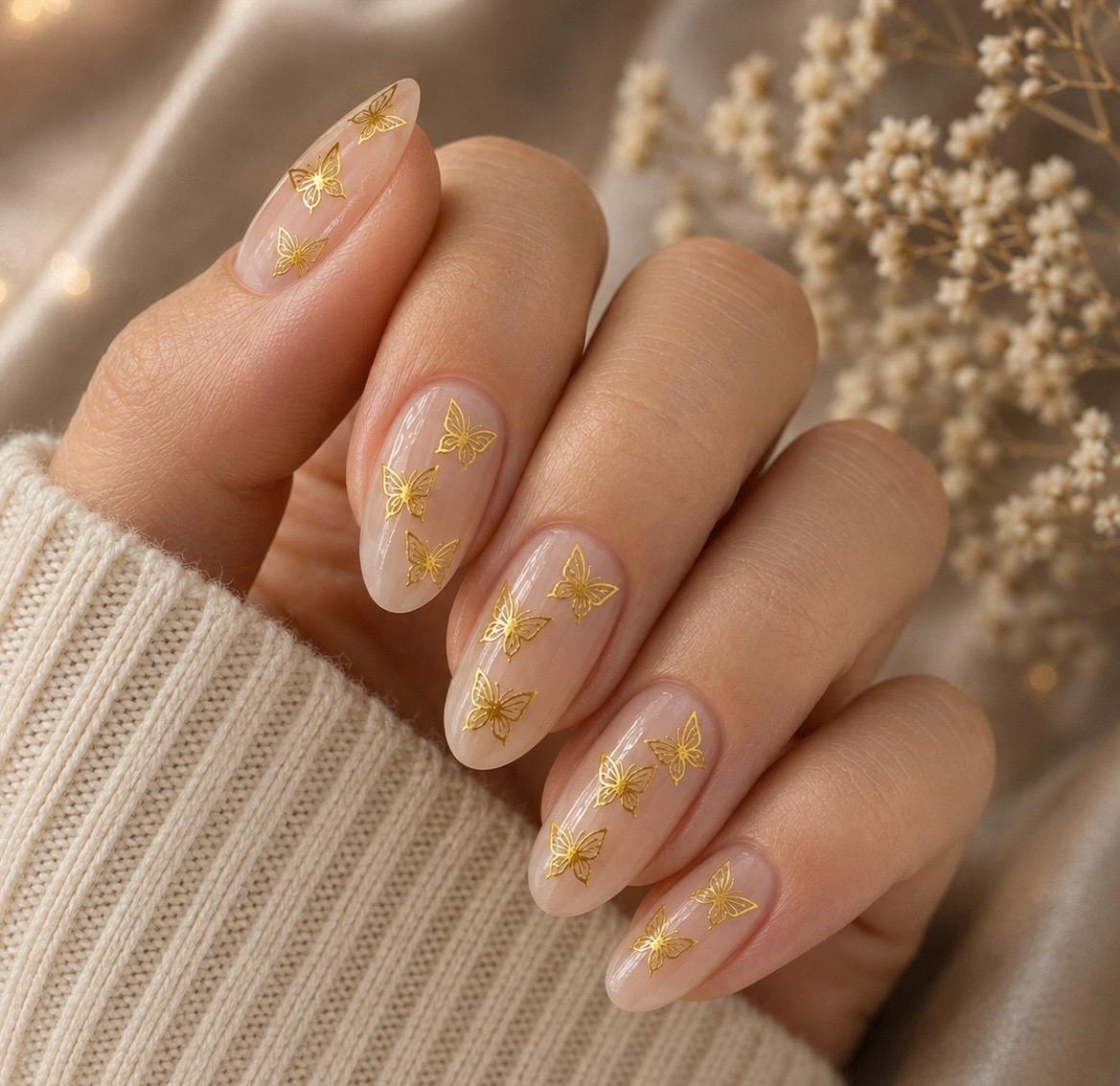 Golden Flutter 3-D Nail decals