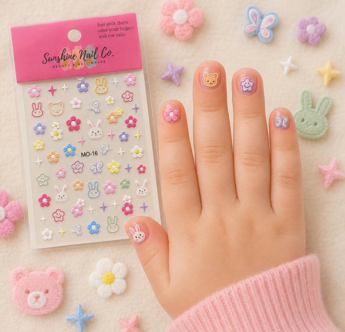 3-D Nail decals- Bunny Bloom