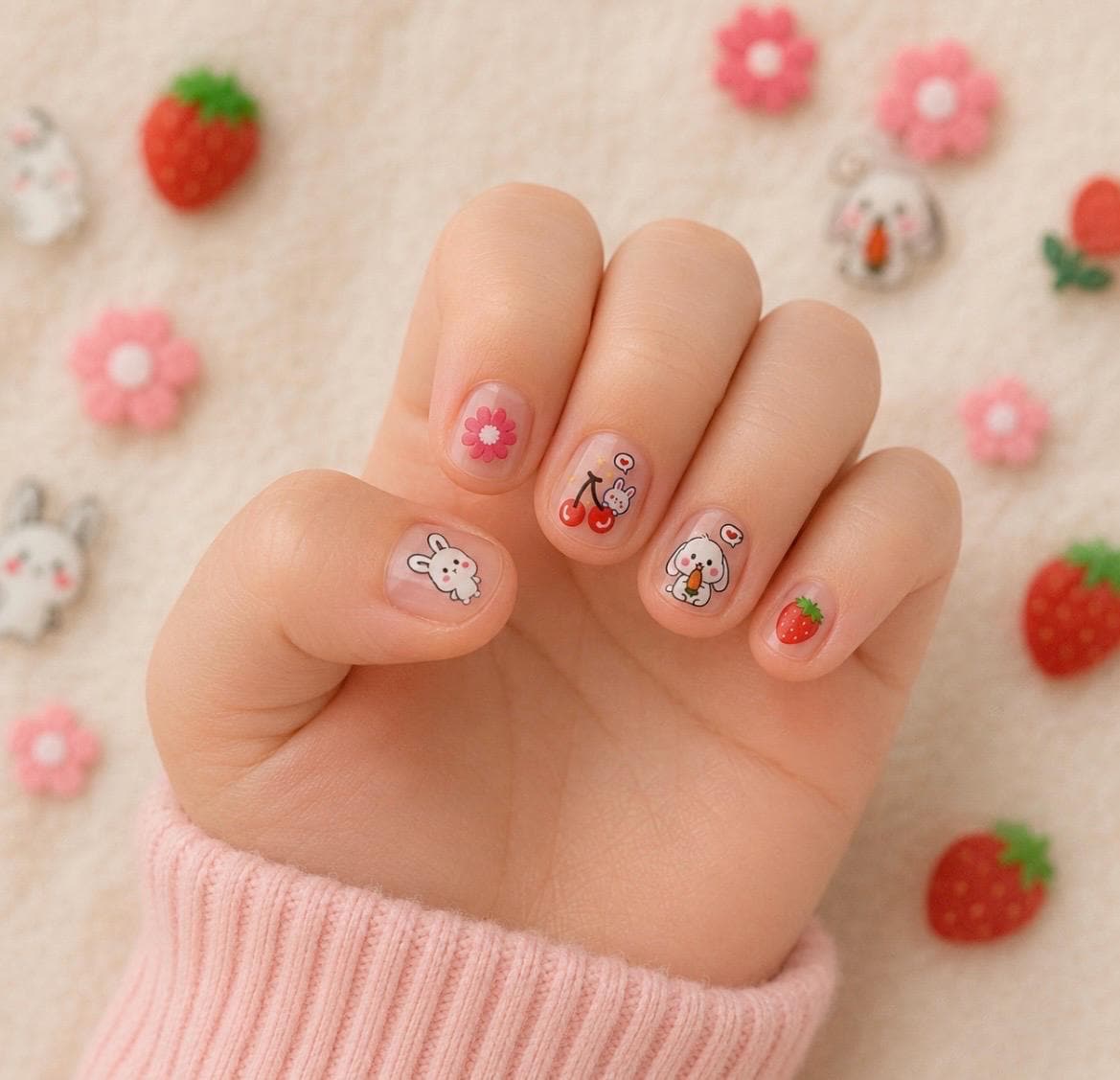 3-D Nail decals- Berry Bunny
