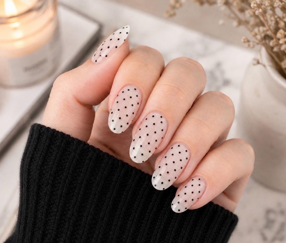 Black Dots Nail Wraps No UV Gel
