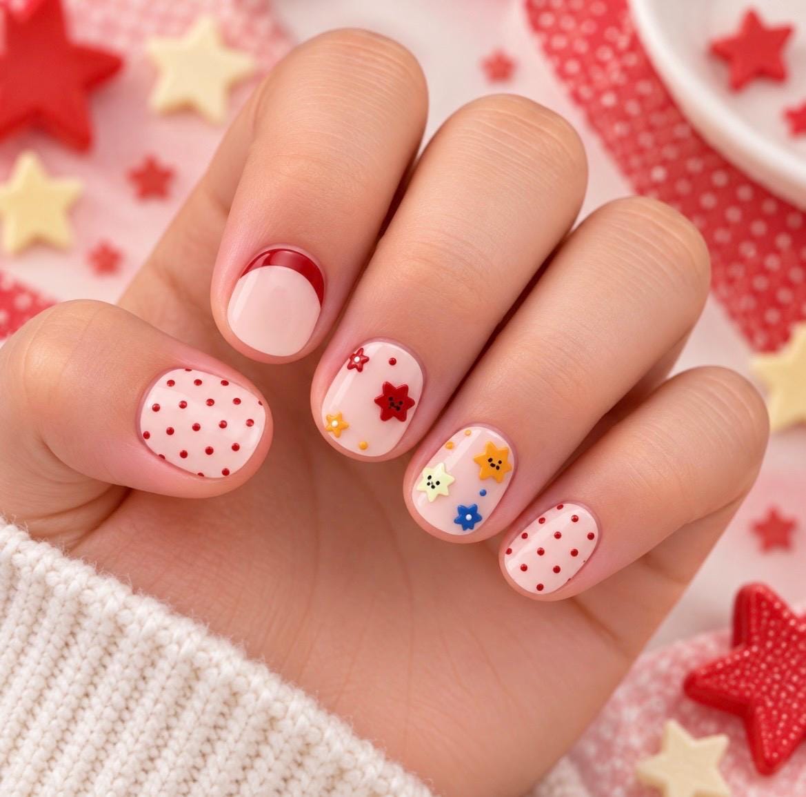 KIDS Nail Wraps No UV Gel- Polka Dot Posies