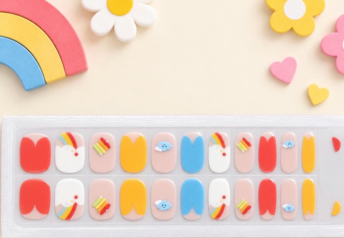 KIDS Nail Wraps-Rainbow Daydreams- Semi-transparent No UV Gel